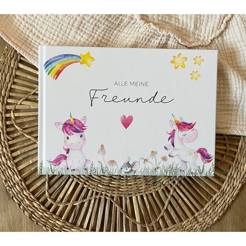 Freundebuch | Freundschaftsbuch Kindergarten, Schule | Erinnerungsbuch Kinder (Freundebuch Einhorn)