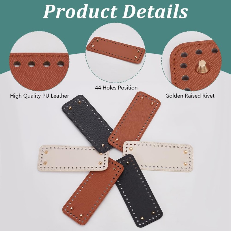 FREEBLOSS Pack of 6 Leather Bag Base Rectangular Bag Base