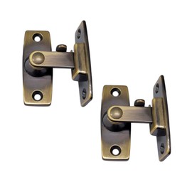 QCAA 2.5" Heavy Forged Solid Brass Door Latch, 90 Degree Right Angle Door Latch Buckle for Doors & Windows, Antique Brass, 2 Pack, Made in Taiwan