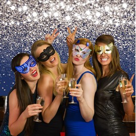 Royal Blue Backdrop Blue and Silver Glitter Photography Background for Birthday,Wedding,Prom,Graduation Party,New Year Decoration Banner Portrait Family Photo Booth Props