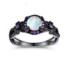 Eternity Ring for Women 18K Black Gold Plated Created Opal/Mystic
