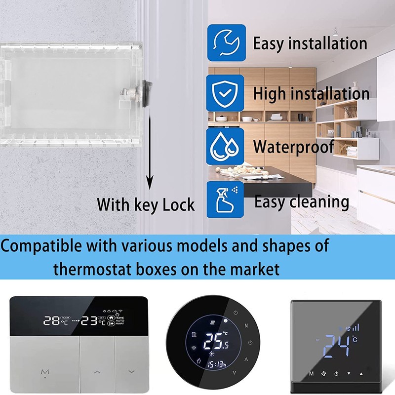 Thermostat Lock Box Tamperproof Anti Damage Clear Acrylic Thermostat Wall