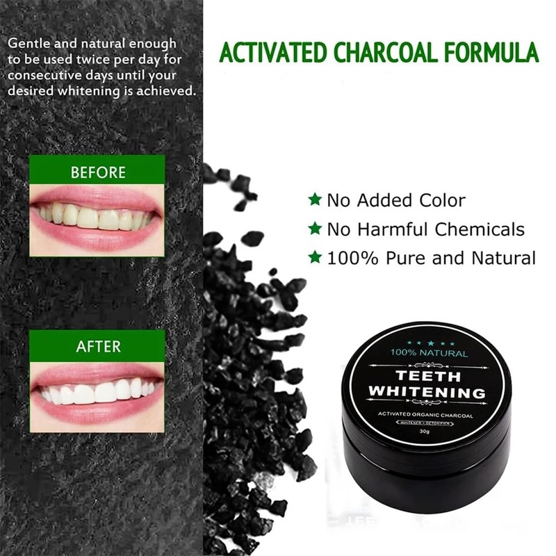QEDBOJE Activated Charcoal Powder for Teeth Whitening, Natural Tooth Brightening
