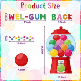 WATINC 105Pcs Back to School Gumball Machine WEL-Gum Cutouts Colorful Bubble Gumballs Bulletin Board Decoration Set, Classroom Welcome Candy Theme Chalkboard Wall Party Supply for Elementary School