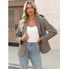 Lei sure Womens Houndstooth Plaid Blazer Lapel Collar Long Sleeve