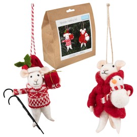 Trimits Needle Felting Mice Kit – Christmas Tree Decorations for Kids & Adults, Complete Craft Kit with Instructions, Wool Felt Set for Beginners, Homemade Gifts & DIY Baubles Embellishments