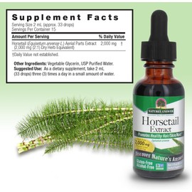 Nature's Answer Alcohol-Free Horsetail Herb Extract Supplement, 1-Fluid Ounce | Hair, Skin, & Nails Support | Promotes Urinary Tract Health | Strengthen Joints