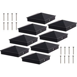 GreenLighting 4x4 Aluminum Pyramid Post Cap Cover (Black 8 Pack) Fits 4x4 Nominal Wood (True 3.5 x 3.5) Powder Coated Matte Outdoor Post Caps Cover, Fence Wood Post, Decking, Waterproof