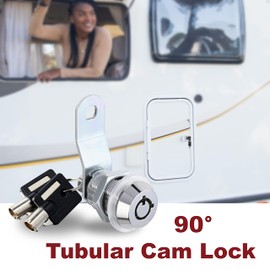 Naissian 2023 RV Locks for Storage Door, Cylinder Cam Lock for RV Storage Door, Toolbox, Tool Cart, Guns Safes Secure Locks, 7/8", 90°Turn, Pack of 2 with 4 Key Alike, Crome