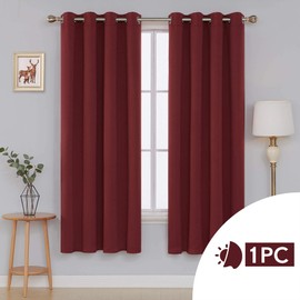 Deconovo Christmas Decorations Ring Top Door Curtain Thermal Eyelet Curtain Thermal Insulated Red Blackout Curtain for Living Room 52"x 84" Red 1 PANEL