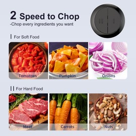 Food Processor, 2-Speed Vegetable Chopper with Upgraded 8 Cup Stainless Steel & Glass Bowls, Electric Food Chopper for Fruit/Meat/Nuts/Vegetables, Meat Grinder - Includes 2 Sets of Blades