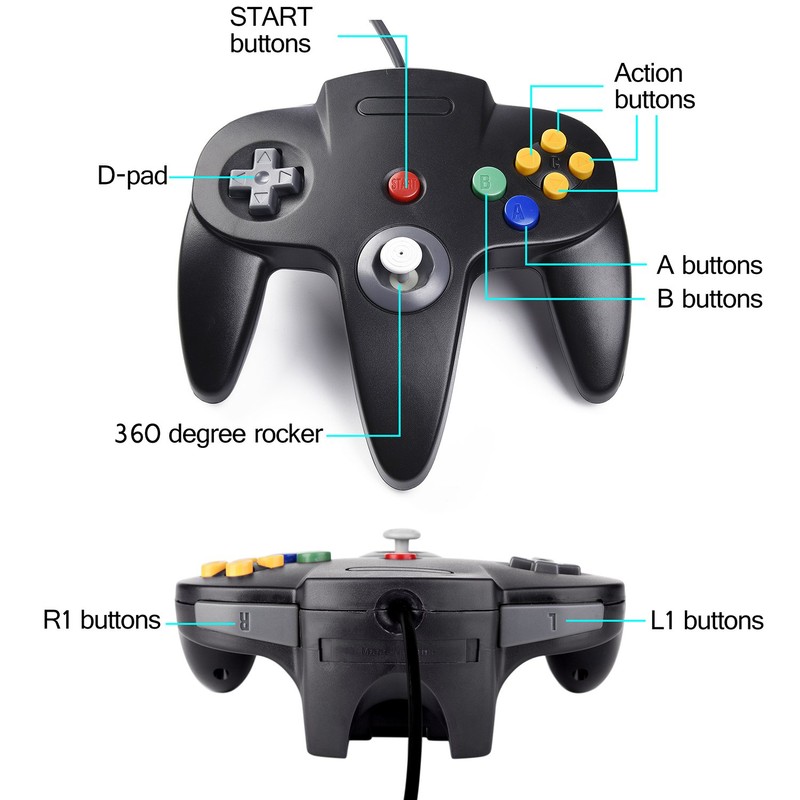 2 Pack USB N64 Controller, Wired PC Gamepad [3D Analog