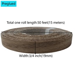 ebpsneer Black Walnut Edge Banding Wood Veneer Sheet,3/4 inch x50ft, Preglued Iron-On with Hot Melt Self Adhesive Edgebanding Strip, Flexible Wood Tape for Cabinet Plywood Furniture