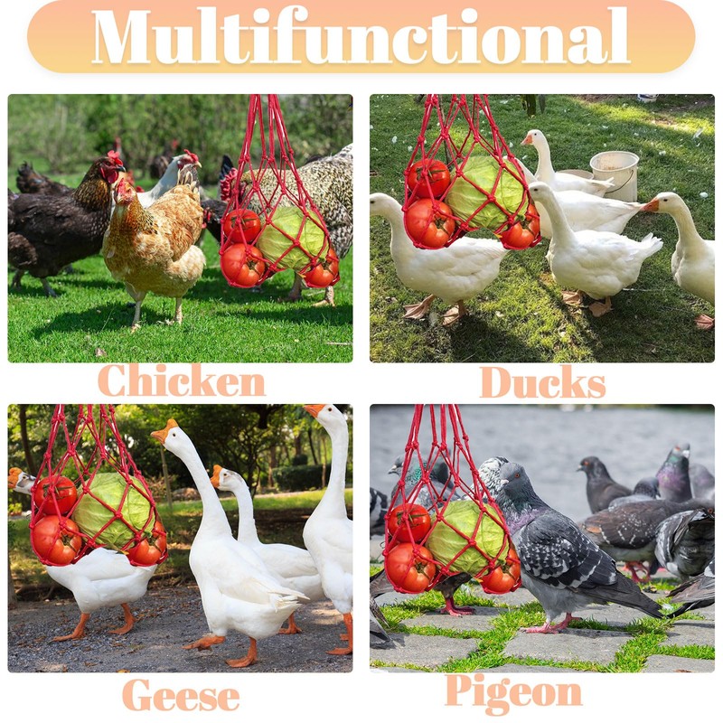 CUVZORA Pack of 3 Chicken Feeder Net for Hanging, Hanging