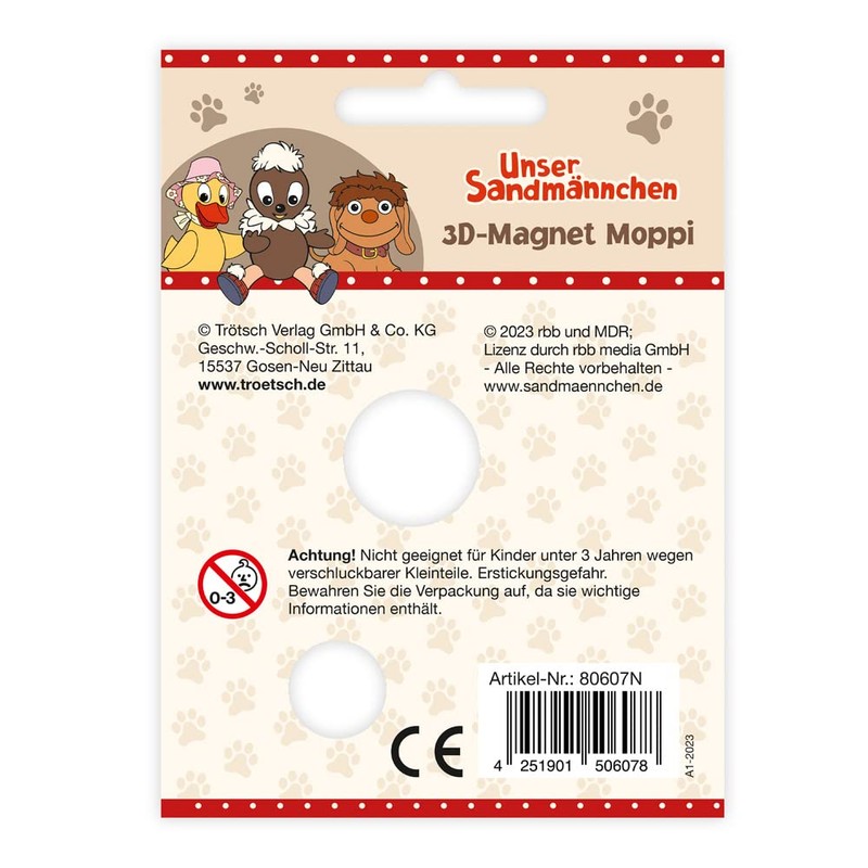 Trötsch Unser Sandmännchen Magnet Moppi: Magnet für Kühlschrank Whiteboards oder