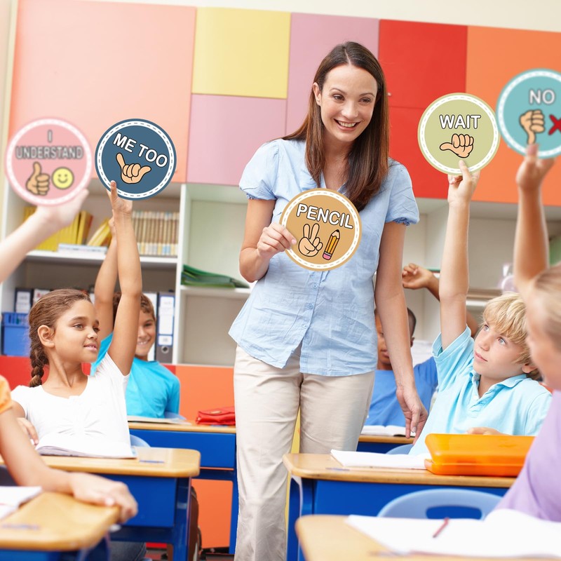 16 Pcs Sign Language Posters for Classroom, Teacher Students Visual
