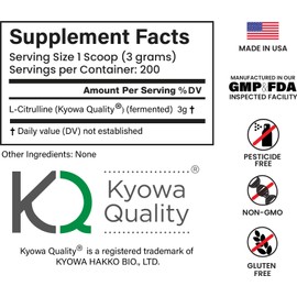 E1P L-Citrulline 600grams (200 Servings) Unflavored, Non-GMO Vegan Fermented, Third-Party Lab Tested. Made with Halal and Kosher Certified Ingredients.