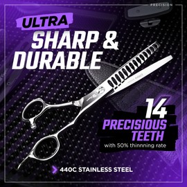 Fagaci Hair Thinning Scissors 6" with 440C Steel, Ultra Sharp & Superior Cuts Texturizing Shears, Extreme Durability Texturizing Scissors, Barber Thinning Shears, Hair Cutting for Women & Men