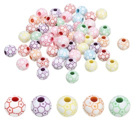 PATIKIL 12 mm Sports Ball Beads, Set of 2, Acrylic Football Beads, Mass Round Sports Spacer Beads for Crafts, Bracelets, Necklaces, Making, Multicoloured