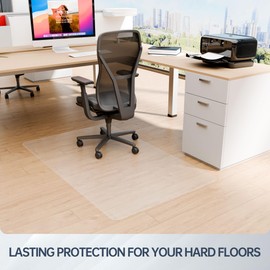 Futurwit Desk Chair Mat for Hard Floors, 53" x 45" Office Clear Protector Mat for Hardwood, Easy Glide Plastic Floor Mat for Office Home (Rectangle)