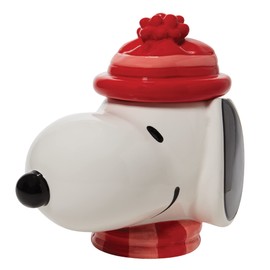 Enesco Peanuts Ceramics Snoopy Face Sculpted Canister Cookie Jar, 10.24 Inch, Multicolor