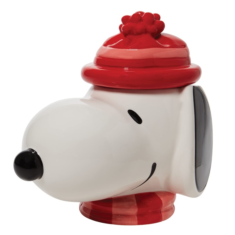 Enesco Peanuts Ceramics Snoopy Face Sculpted Canister Cookie Jar, 10.24