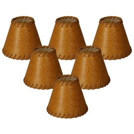 Royal Designs, Inc. CS-970-6-6 Faux Leather Empire Chandelier Shade with Whipstitch Trim, 3 x 6 x 5, Dark Brown, 6-Pack