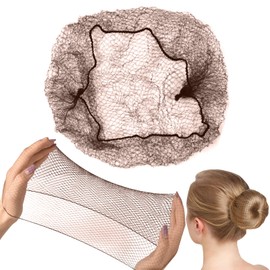 Hair Net 100 Pcs, Smilco 20 Inches Elasticity Invisible Elastic Mesh Wig Nets for Hair Bun Making Ballet Dancer Kitchen Food Serive (Brown)