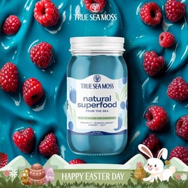 TrueSeaMoss Wildcrafted Sea Moss Gel – Blue Spirulina and Raspberry - Nutritious Organic Raw Seamoss Minerals, Proteins & Vitamins – Vegan Made in USA:_1 Pack