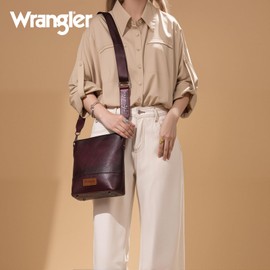 Wrangler Crossbody Purses for Women Two Tone Crossbody Bags Women Purses and Handbags Crossbody Burgundy WG20-8360BDY