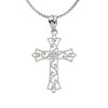 925 Sterling Silver Diamond Filigree Holy Cross Pendant With 22