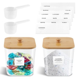 2 Pack Laundry Pods Containe with Measuring Spoon for Powder,Scent Booster,Pods,Dryer Ball(Transparent)