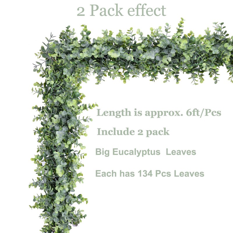 DearHouse Faux Eucalyptus Garland Plant, 2 Pack Artificial Vines Hanging