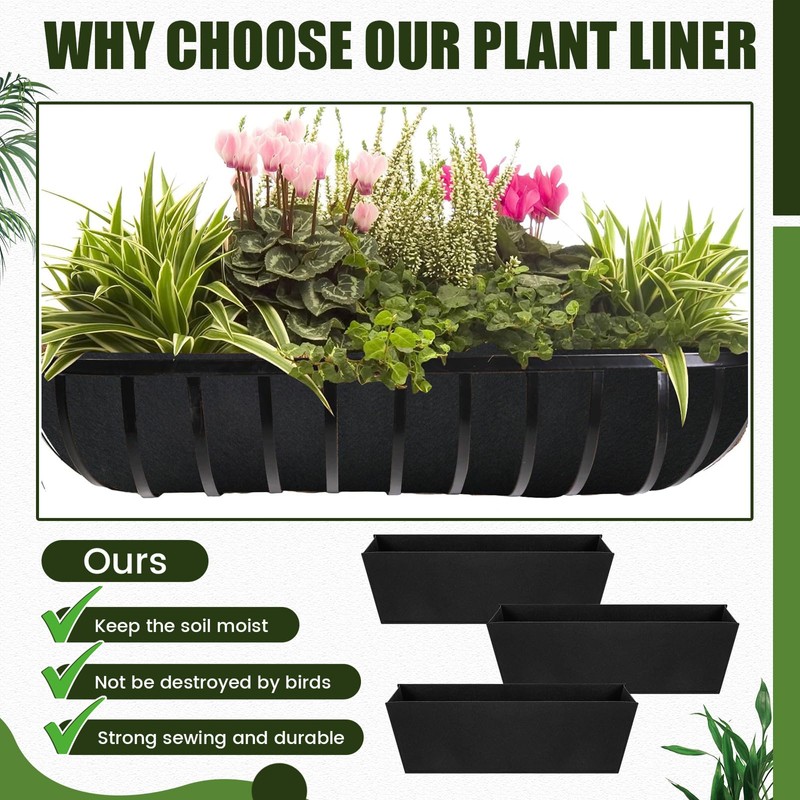HunnmingRe 6 Pack 24 Inch Fabric Plant Window Box Liners