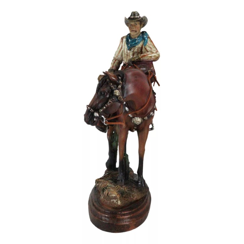 Western Desert Cowboy On Saddleback Brown Stallion Horse By Cactus