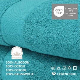 LEBENGOOD - High Quality Cotton Towel Set 550gsm 2 Basins 2 Shower Cubicles Extra Soft Absorbent and Durable (2 50 x 90 cm, 2 70 x 130 cm, Ocean)