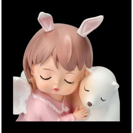 Figuren Shop GmbH Magical Angel Figurine Sleeping Angel and Polar Bear 8 cm Pink Turkey Cherubim Fantasy Decoration
