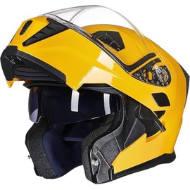 ILM Motorcycle Modular Full Face Helmet Flip up Dual Visor Motorbike Moped Street Bike Racing for Adult,Men and Women DOT Model 906(Yellow,Medium)