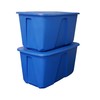 Homz Plastic Storage Tote with Lid, 32 Gallon, Blue, Stackable,