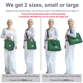 UERRUAM Corduroy Tote Bag for Women Work Crossbody Purse for Everyday,College,Travel,Lightweight Handbag Adjustable Strap,Small,Green