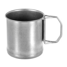 uxcell 304 Stainless Steel Cup with Foldable Handle, 10oz Metal Water Cup Shatterproof Drinking Tumbler for Home Office Restaurant Bar, Retro Style