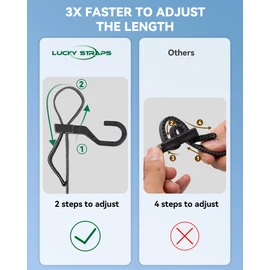 6 Pcs 48 Inch Flat Adjustable Bungee Cords with Hooks, 3X Faster to Adjust The Length, Lucky Straps Black Heavy Duty Bungee Straps for Cargo, Bike, Cart, Tent, Truck, Camping, Outdoor, etc