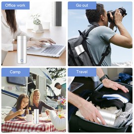 Riisoyu Small Portable Kettle, Mini Kettle for On the Go, Travel Kettle Small with Automatic Shut-Off, for Coffee and Tea Preparation (400 ml, White)