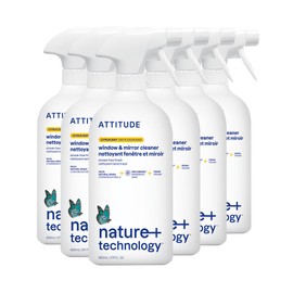 ATTITUDE Window and Mirror Cleaner, EWG Verified, Plant- and Mineral-Based Ingredients, Vegan and Cruelty-free Household Products, Citrus Zest, 27.1 Fl Oz (Pack of 6)
