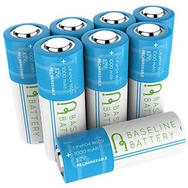 Baseline Battery 8 1000 mAh IFR 18500 3.2v LiFePO4 Lithium Phosphate Rechargeable Batteries Solar Garden Light