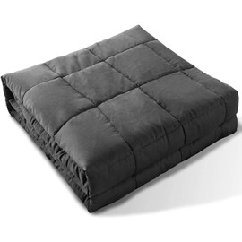 KASENTEX Ultra Soft Cooling 100% Cotton Weighted Blanket Contemporary Design Quilted Bedspread (Weighted Blanket 15 lb - 60x80, Dark Grey)