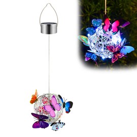 Hanging Solar Light Butterfly Solar Garden Lights with Colourful Butterflies LED Metal Solar Lantern IP65 Waterproof Outdoor Garden Lights
