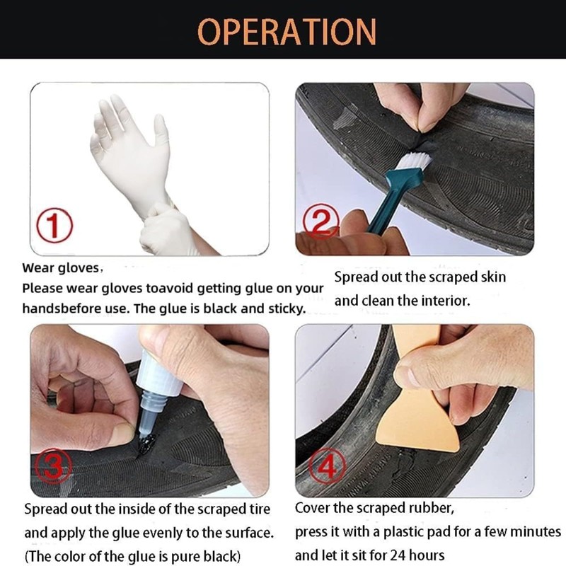 Black Tire Repair Glue Rubber Strong Adhesive Bonding for Sidewall