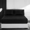 DuShow Satin Fitted Sheet King Black,Stripe Silky Deep Pocket(35cm) Satin