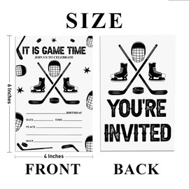 YGRBXJZD Hockey Birthday Party Invitations for Kids, Ice Hockey Birthday Party Invites Cards, 20 Sets Invitations With Envelopes - 4"x6"